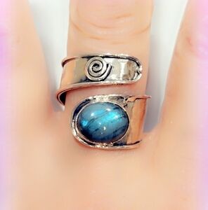 Labradorite Free Size Adjustable Sterling Silver Gemstone Ring